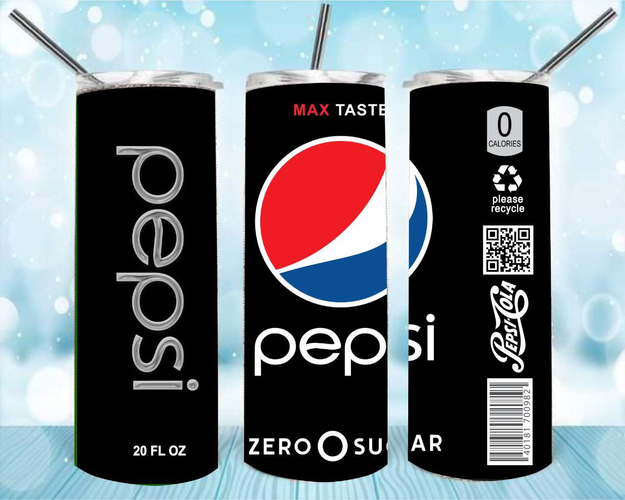 Pepsi Style 20oz Skinny Tumbler – Insulated Stainless Steel with Straws & Brush