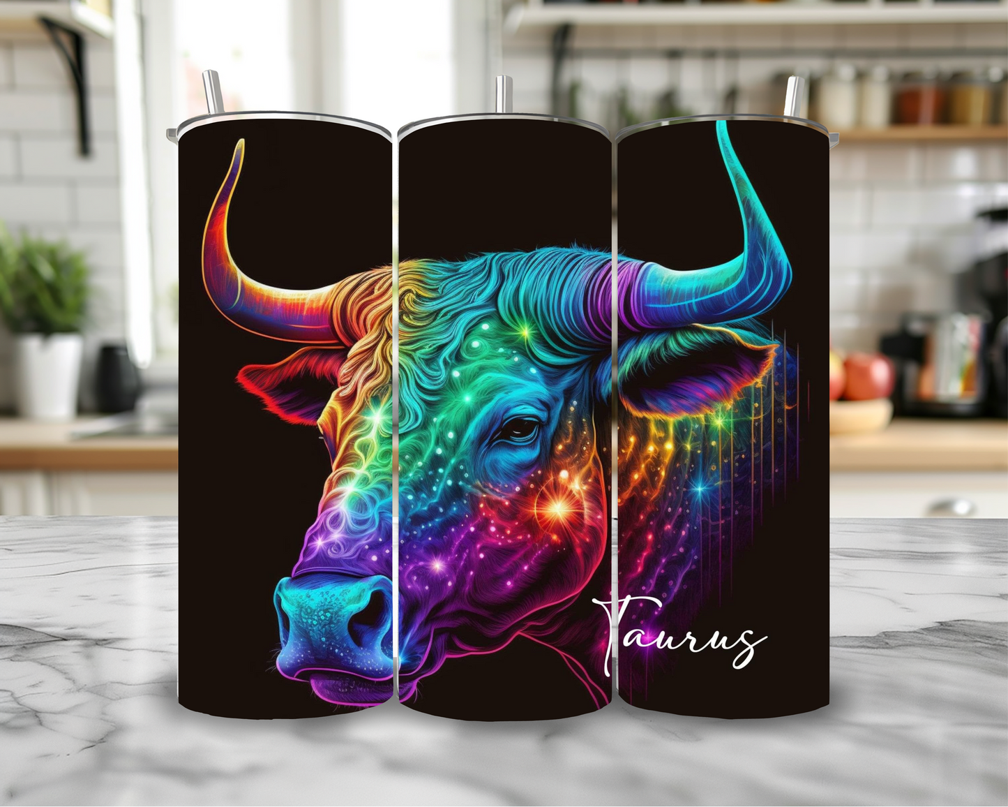 Taurus 20oz Skinny Tumbler – Insulated Stainless Steel with Straws & Brush