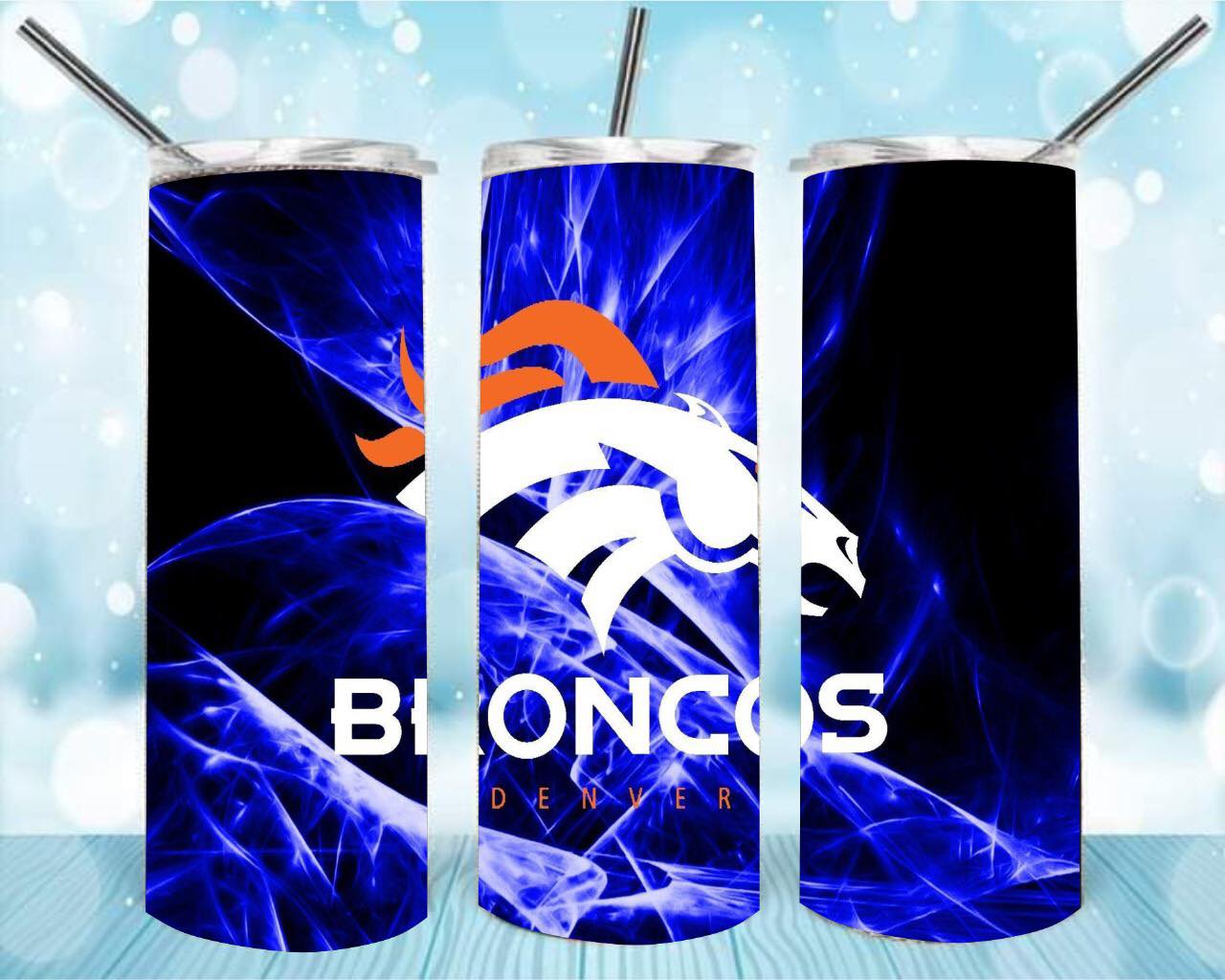 Broncos 20oz Skinny Tumbler – Insulated Stainless Steel with Straws & Brush