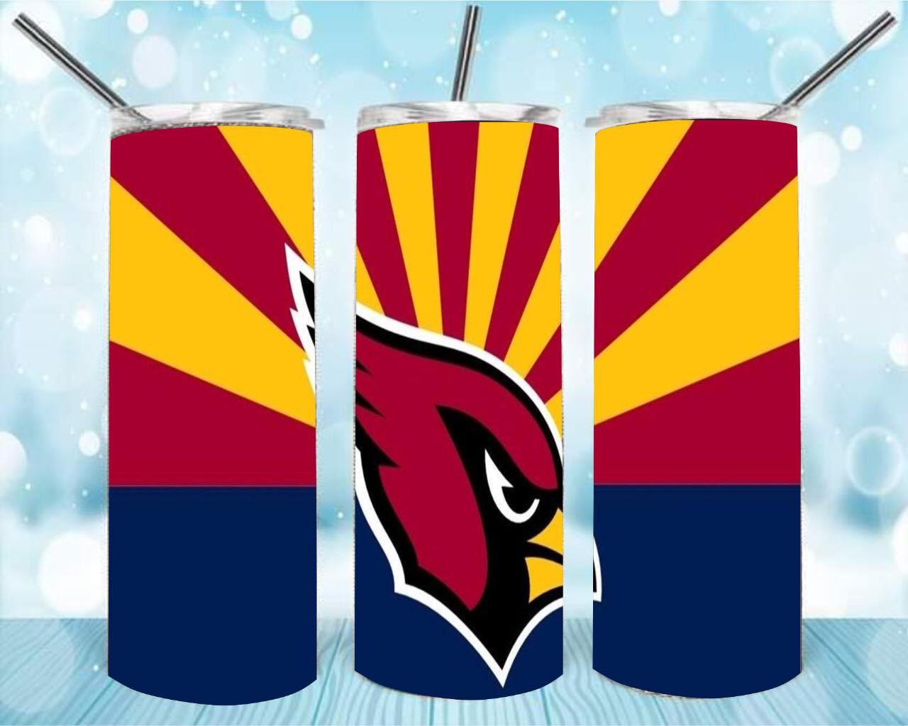 Cardinals 20oz Skinny Tumbler – Insulated Stainless Steel with Straws & Brush