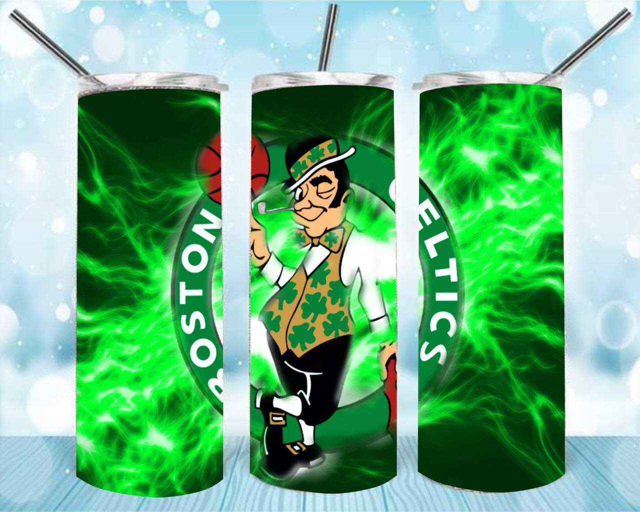 Boston Celtics 20oz Skinny Tumbler – Insulated Stainless Steel with Straws & Brush