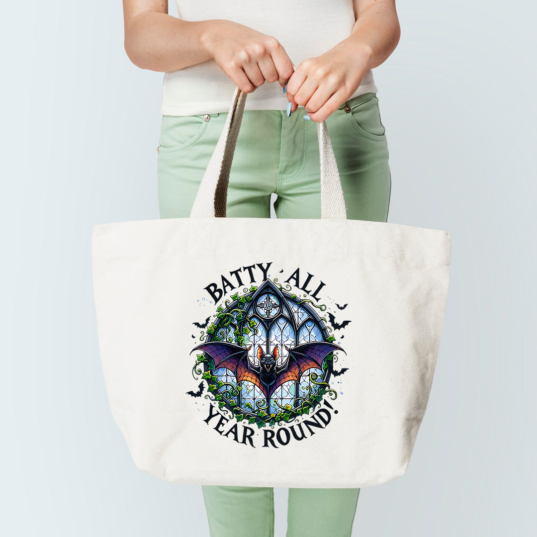 batty all year tote bag