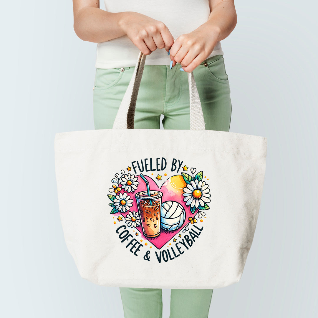 coffee and volleyball tote bag