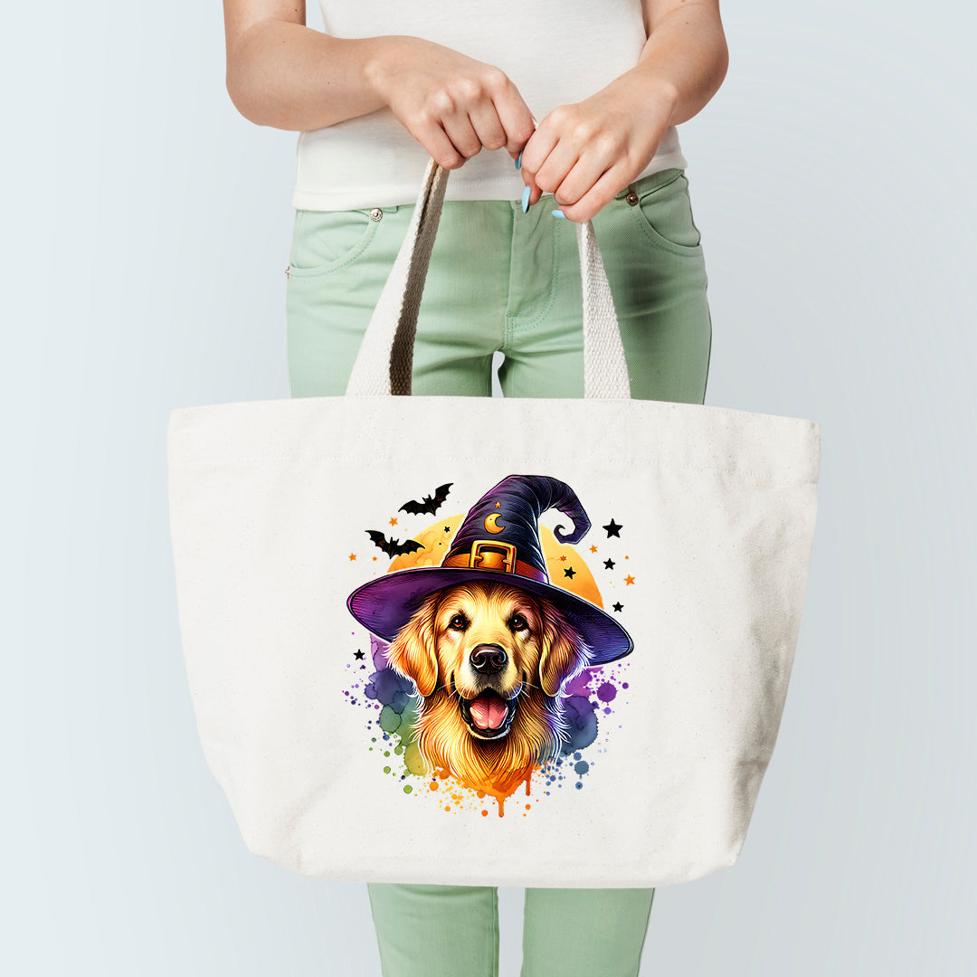 witchy retriever tote bag