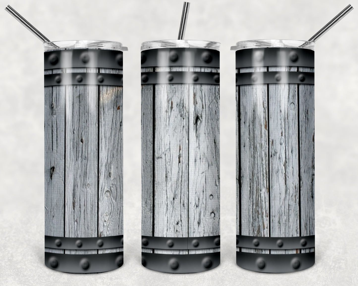 White Barrel 20oz Skinny Tumbler – Insulated Stainless Steel with Straws & Brush
