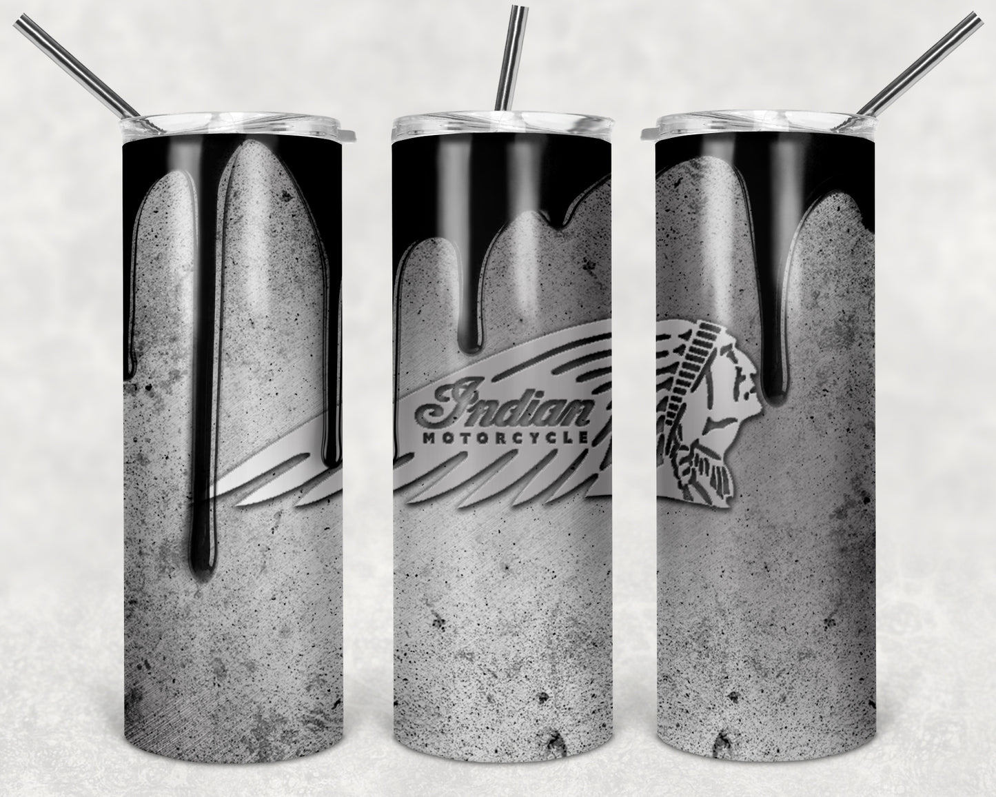 Indian Motorcycle 20oz Skinny Tumbler – Insulated Stainless Steel with Straws & Brush