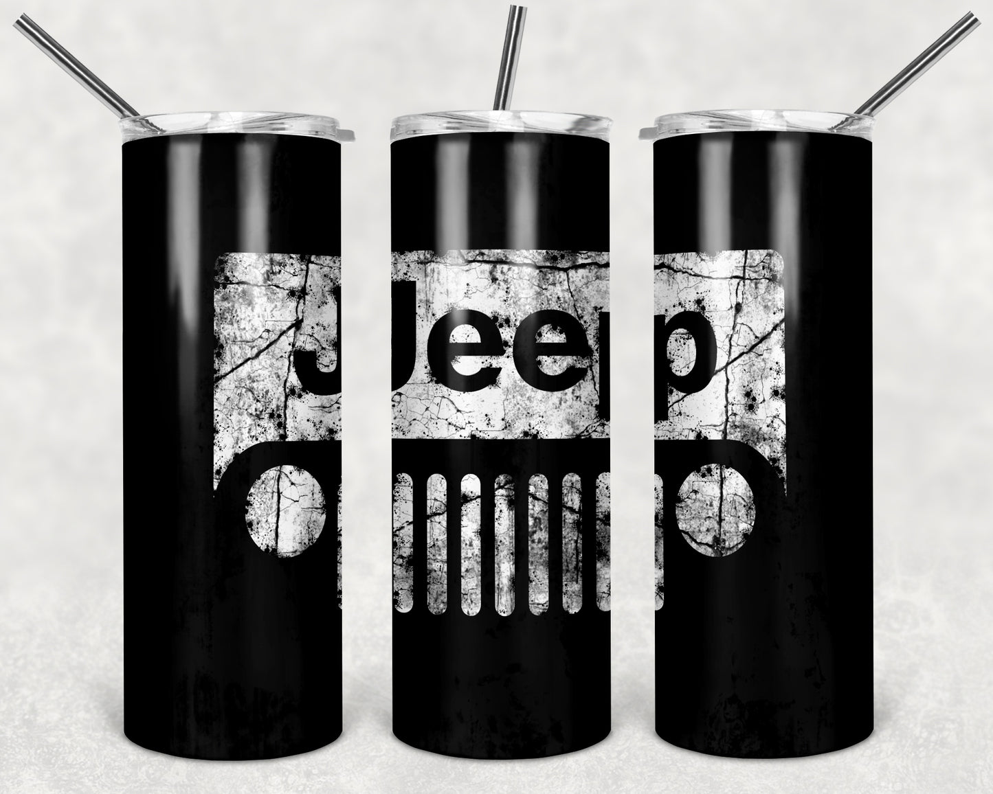 Jeep In Black 20oz Skinny Tumbler – Insulated Stainless Steel with Straws & Brush