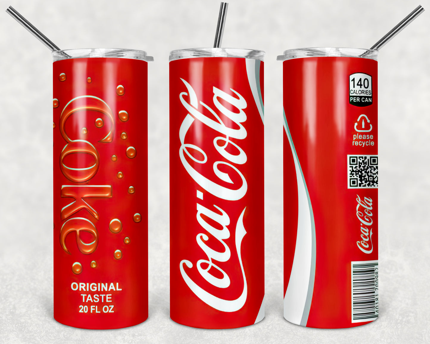 Coke Can Style 20oz Skinny Tumbler – Insulated Stainless Steel with Straws & Brush