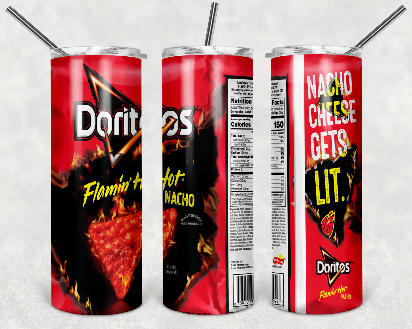 Doritos Flamin Hot 20oz Skinny Tumbler – Insulated Stainless Steel with Straws & Brush