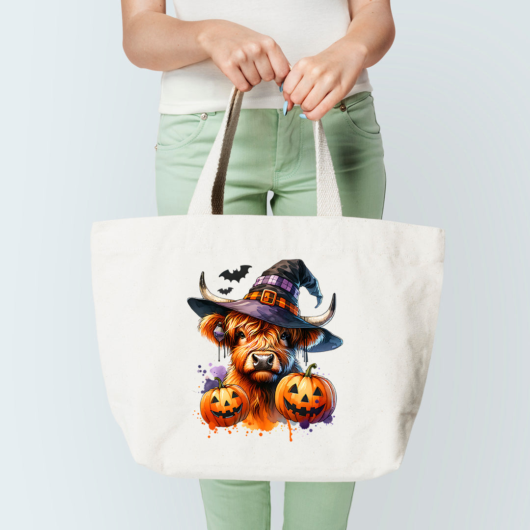 Highland Cow Witch Tote Bag