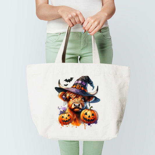 Highland Cow Witch Tote Bag
