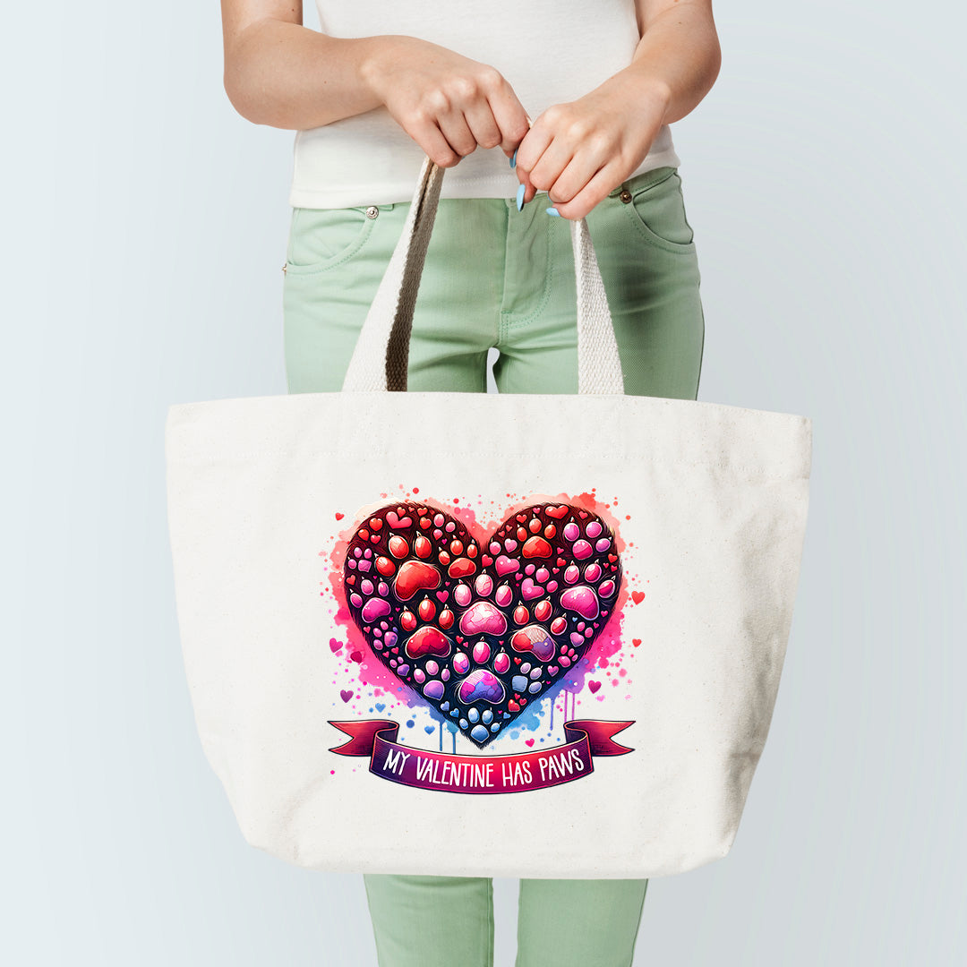 My Valetine Has Paws Tote Bag