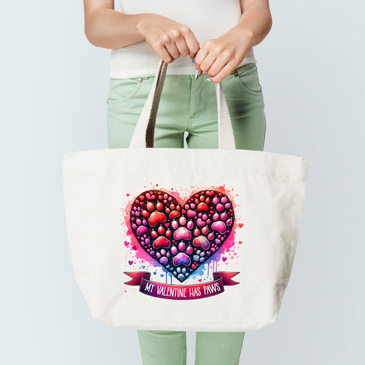 My Valetine Has Paws Tote Bag