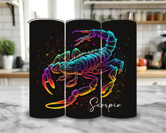 Scorpio 20oz Skinny Tumbler – Insulated Stainless Steel with Straws & Brush