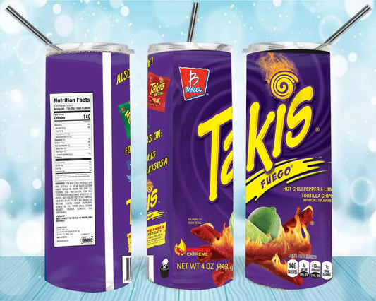 Takis 20oz Skinny Tumbler – Insulated Stainless Steel with Straws & Brush