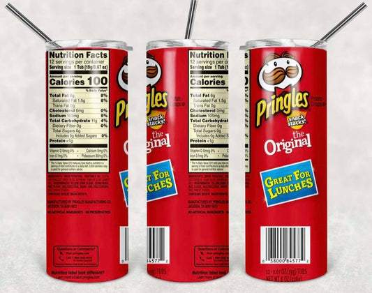 Original Pringles 20oz Skinny Tumbler – Insulated Stainless Steel with Straws & Brush