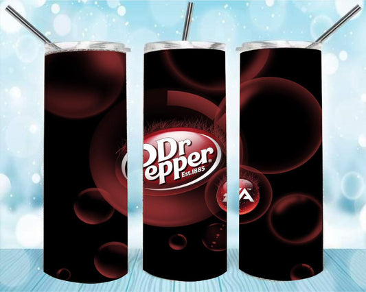 Dr Pepper 20oz Skinny Tumbler – Insulated Stainless Steel with Straws & Brush