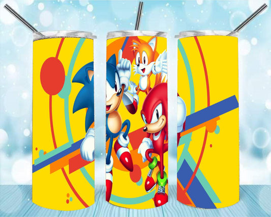 Sonic And Pals 20oz Skinny Tumbler – Insulated Stainless Steel with Straws & Brush