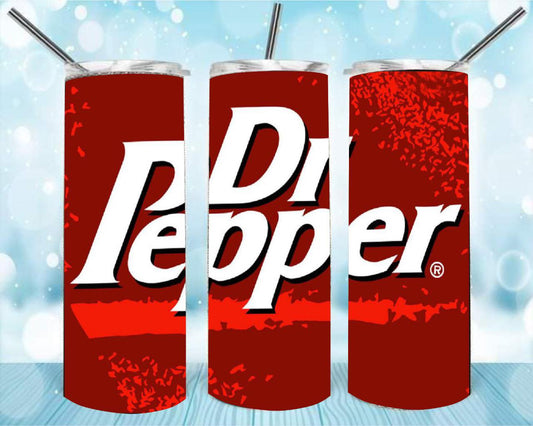 Dr Pepper In Red 20oz Skinny Tumbler – Insulated Stainless Steel with Straws & Brush