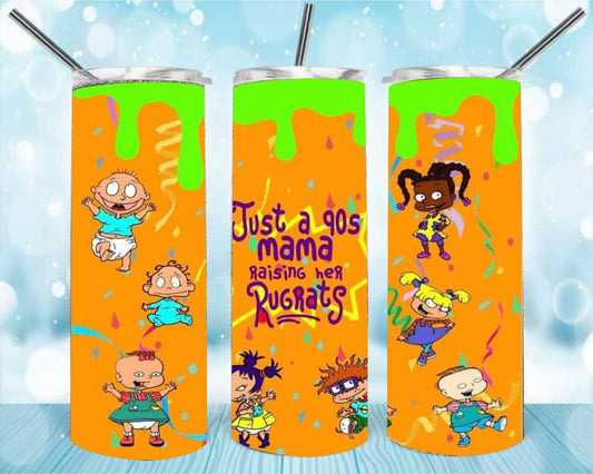 Rugrats For Mom 20oz Skinny Tumbler – Insulated Stainless Steel with Straws & Brush