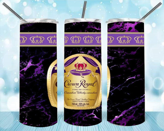 Crown Royal In Purple 20oz Skinny Tumbler – Insulated Stainless Steel with Straws & Brush