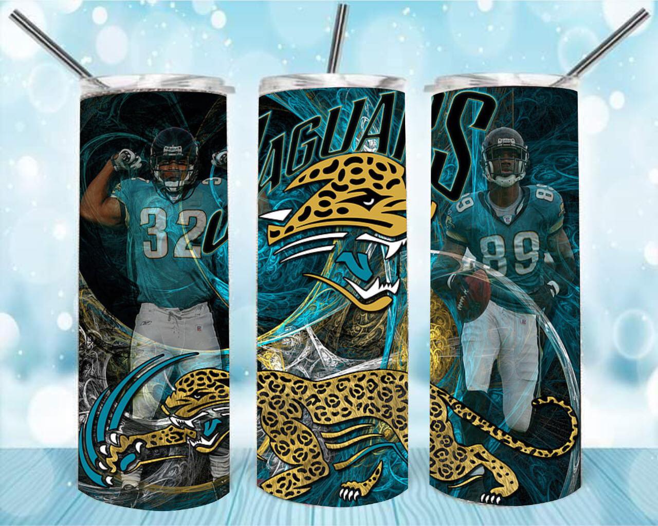 Jaguars 20oz Skinny Tumbler – Insulated Stainless Steel with Straws & Brush