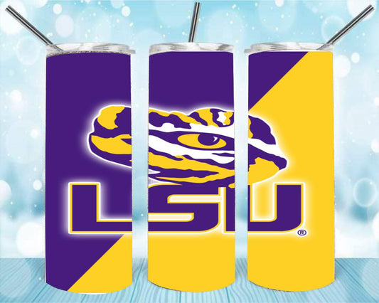 Lsu College 20oz Skinny Tumbler – Insulated Stainless Steel with Straws & Brush
