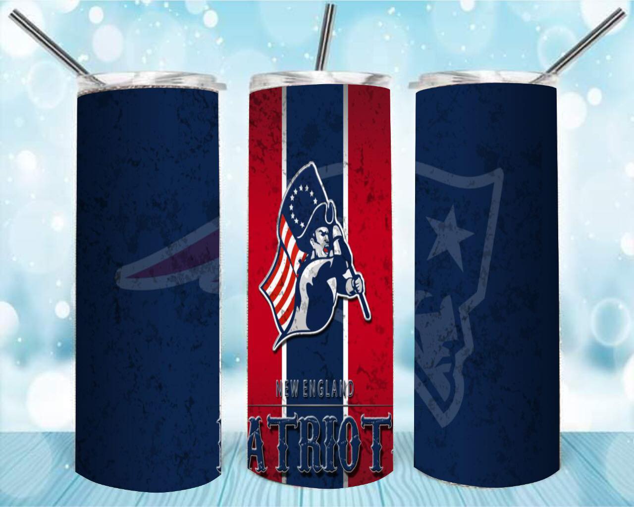 The Patriots 20oz Skinny Tumbler – Insulated Stainless Steel with Straws & Brush