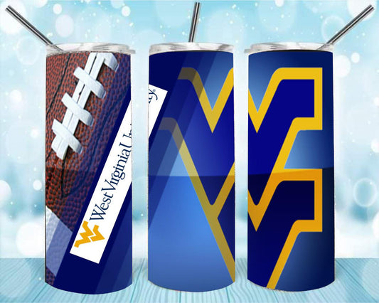 West Virgnia 20oz Skinny Tumbler – Insulated Stainless Steel with Straws & Brush