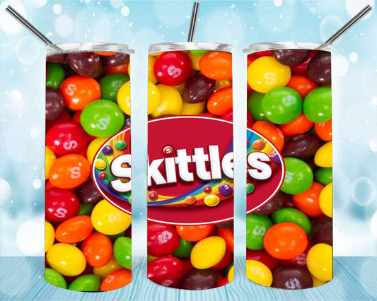 Skittles 20oz Skinny Tumbler – Insulated Stainless Steel with Straws & Brush