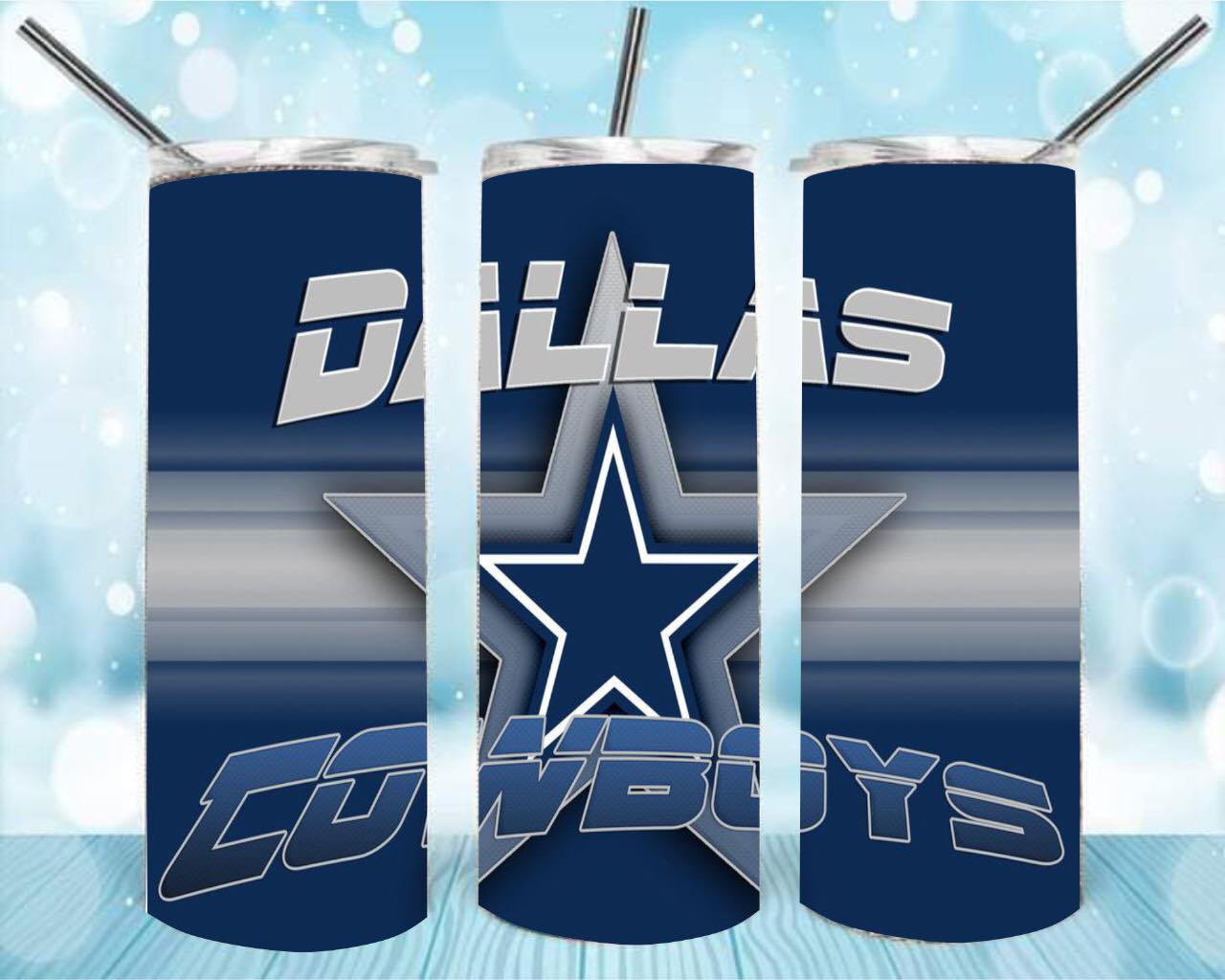 Dallas Cowboys 20oz Skinny Tumbler – Insulated Stainless Steel with Straws & Brush