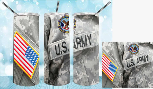 Us Army 20oz Skinny Tumbler – Insulated Stainless Steel with Straws & Brush