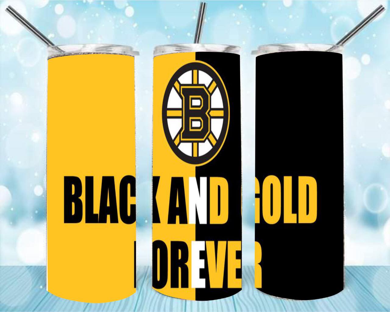 Black And Gold 20oz Skinny Tumbler – Insulated Stainless Steel with Straws & Brush