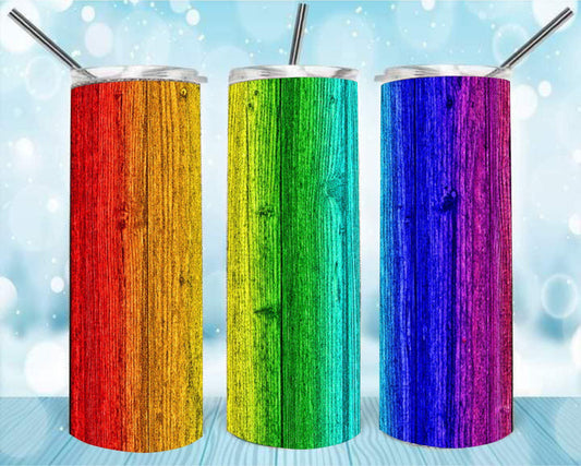 Pride Wood 20oz Skinny Tumbler – Insulated Stainless Steel with Straws & Brush