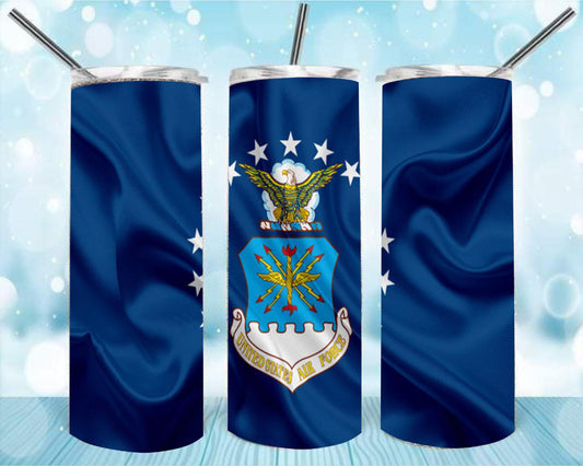 Air Force 20oz Skinny Tumbler – Insulated Stainless Steel with Straws & Brush