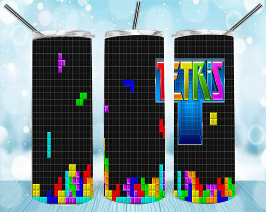 Tetris 20oz Skinny Tumbler – Insulated Stainless Steel with Straws & Brush
