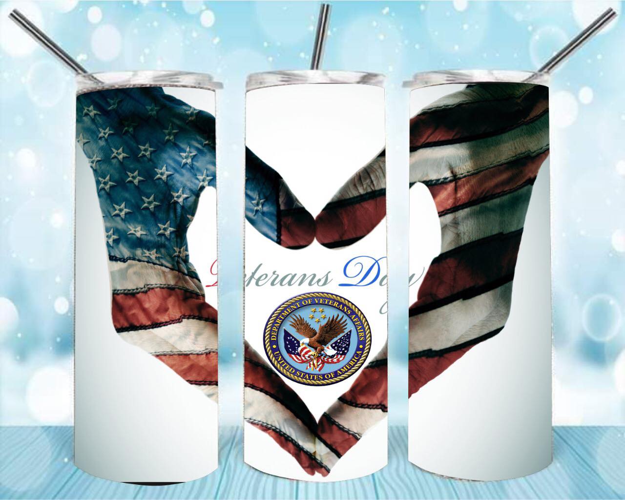 Veterans 20oz Skinny Tumbler – Insulated Stainless Steel with Straws & Brush