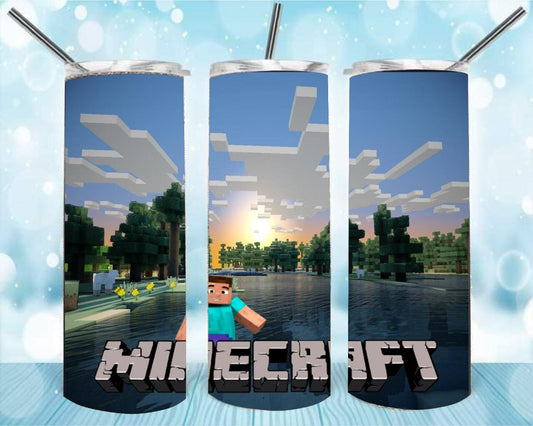 Minecraft 20oz Skinny Tumbler – Insulated Stainless Steel with Straws & Brush