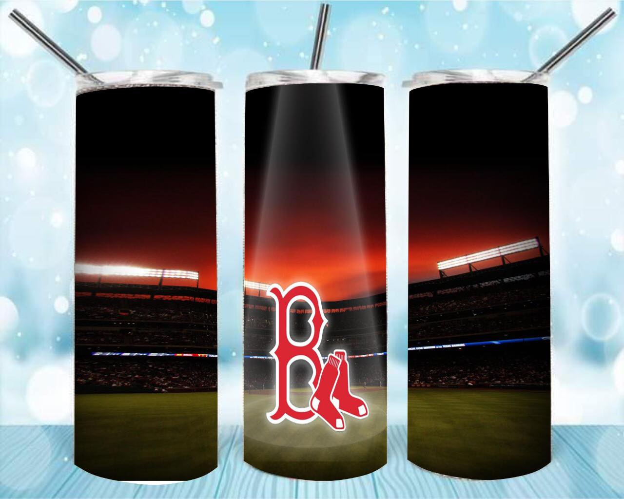 Boston Redsocks 20oz Skinny Tumbler – Insulated Stainless Steel with Straws & Brush