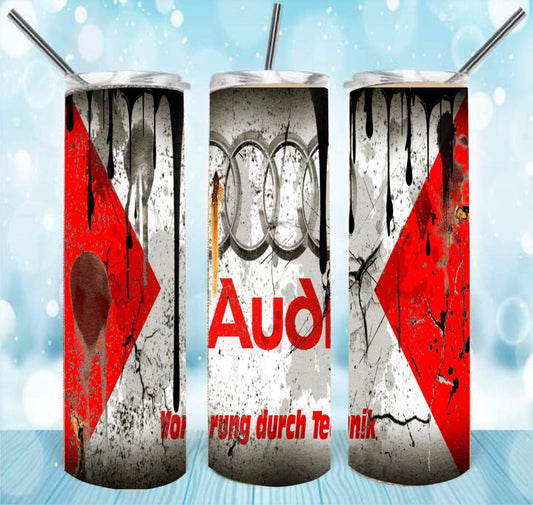 Audi Grunge Style 20 Oz Skinny Tumbler 20oz Skinny Tumbler – Insulated Stainless Steel with Straws & Brush