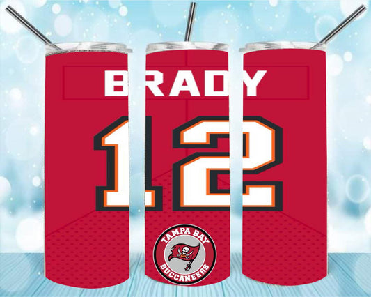 Tom Brady 20oz Skinny Tumbler – Insulated Stainless Steel with Straws & Brush