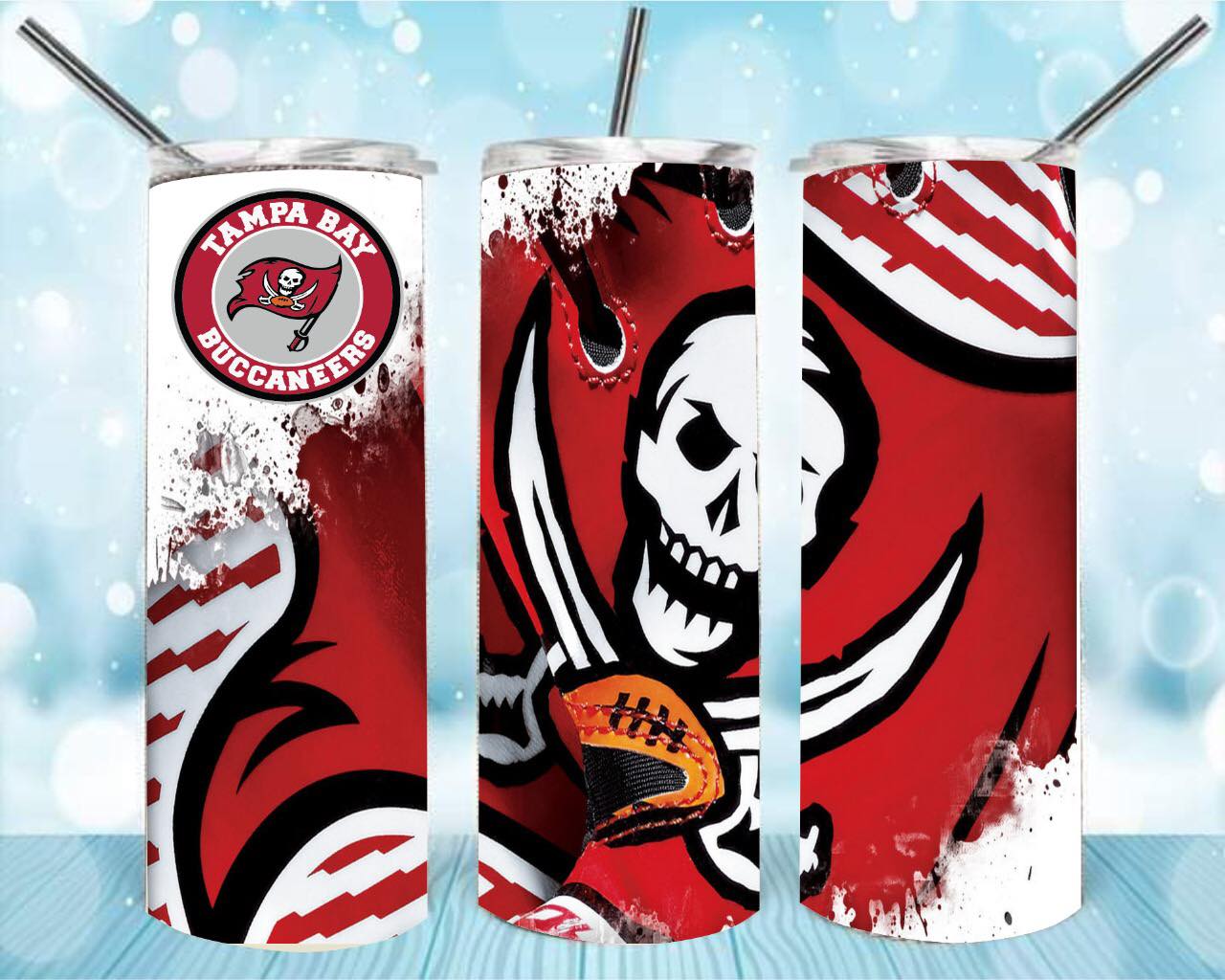 Go Bucs 20oz Skinny Tumbler – Insulated Stainless Steel with Straws & Brush
