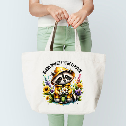 Blooming Raccoon Tote Bag