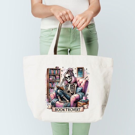 Booktrovert Skeleton Tote Bag