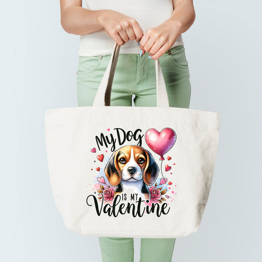 My Dog Is My Valetine Tote Bag
