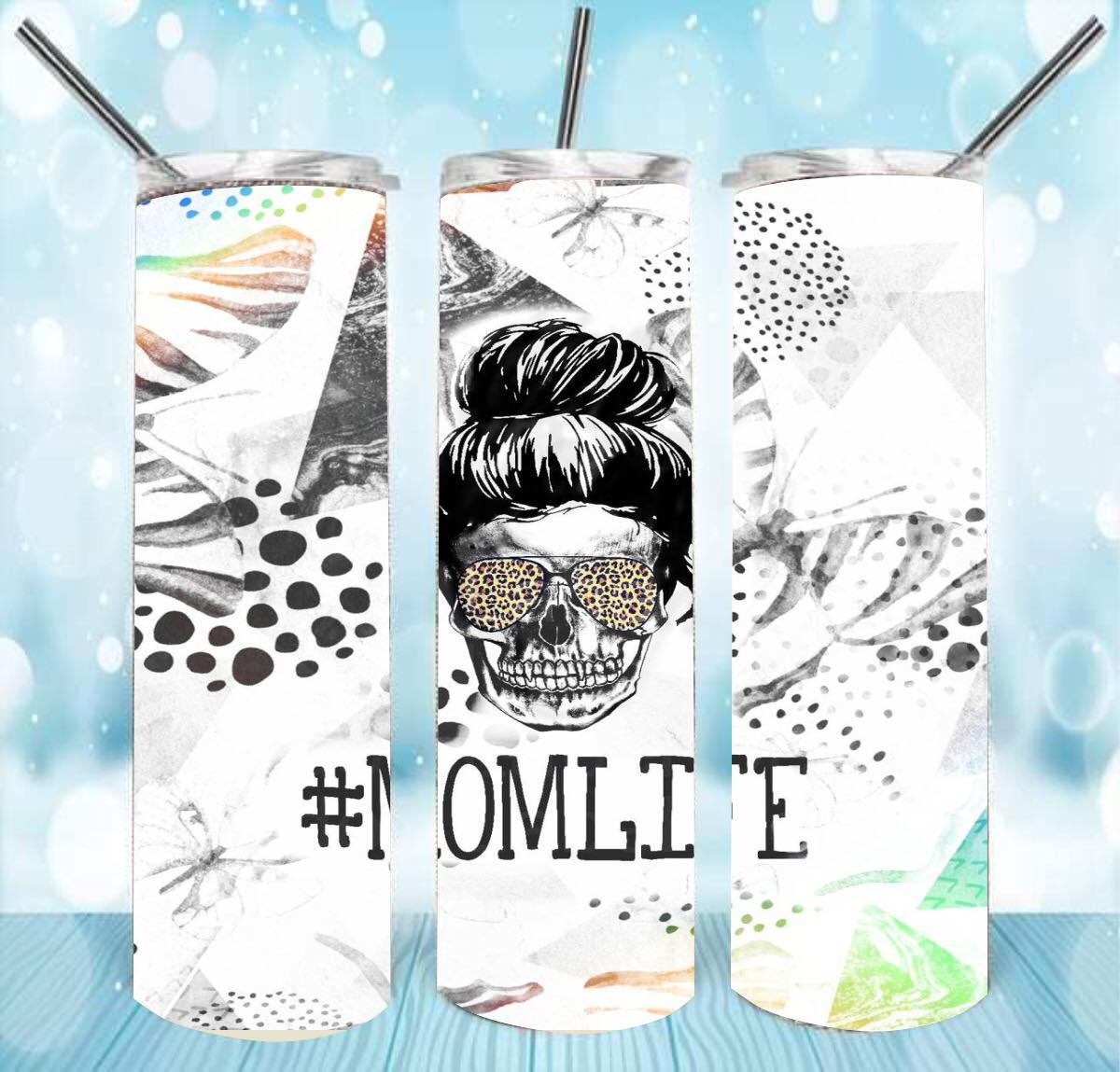 Messy Bun 20oz Skinny Tumbler – Insulated Stainless Steel with Straws & Brush