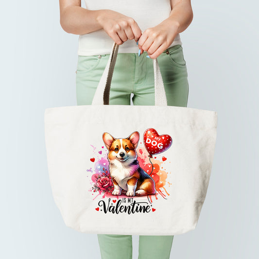 Corgi Valetine Tote Bag