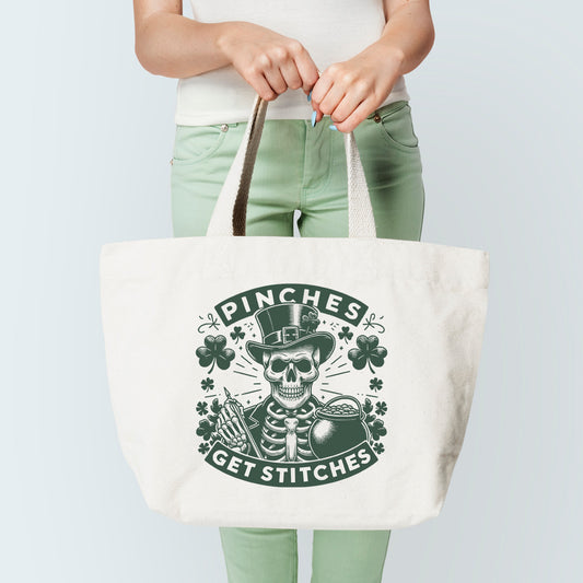 Pinches Get Stitches On Tote Bag