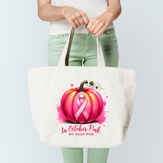 Breast Cancer Pumpkin Tote Bag
