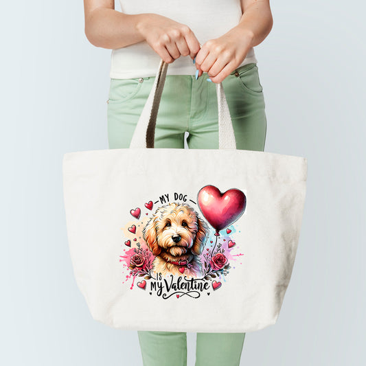 Golden Doodle Valetine Tote Bag